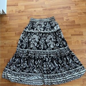 Rachel Zoe Black and White Floral Maxi Skirt Medium